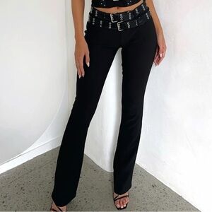 Chic Black Flared Pants with Belt